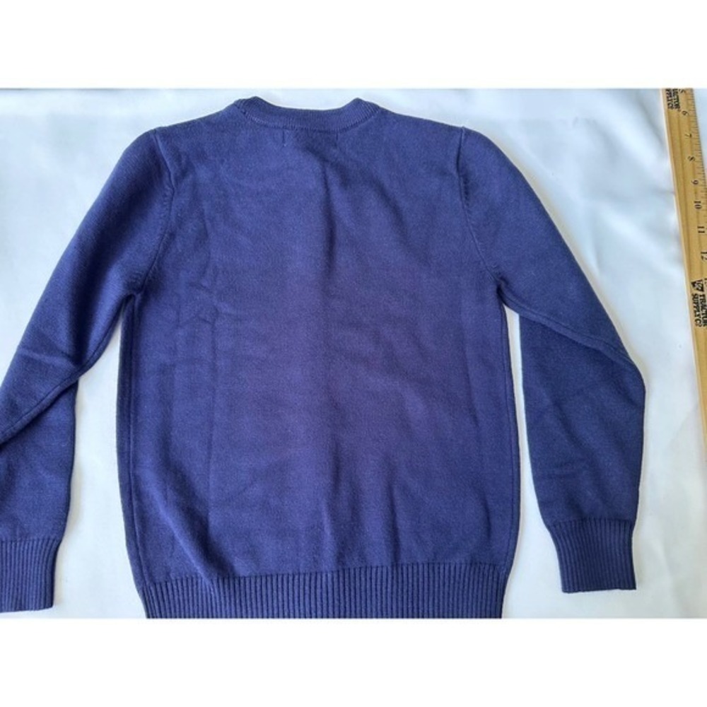 Smiling Pinker Cardigan Girls Size 6-7 Navy Blue Cotton Blend Flower Button Knit